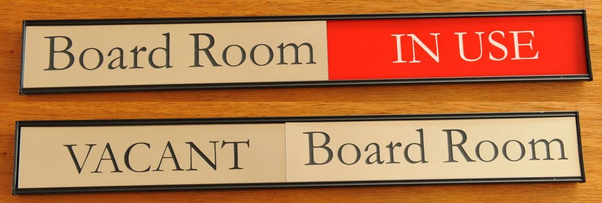 Conference Room sign Red highlight on In Use