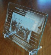 Award engraved bevel glass plate