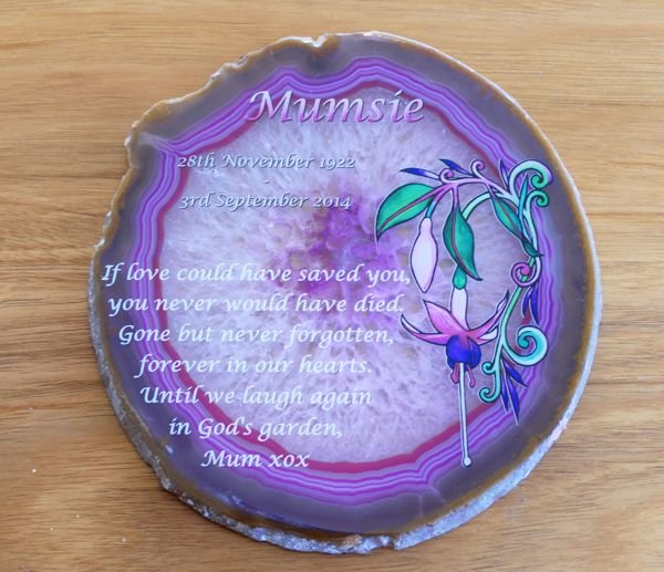 Colour printed agate image and white texts