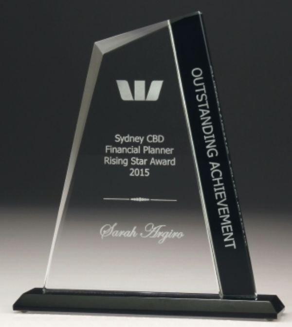 Glass award Engraved black band 180 mm
