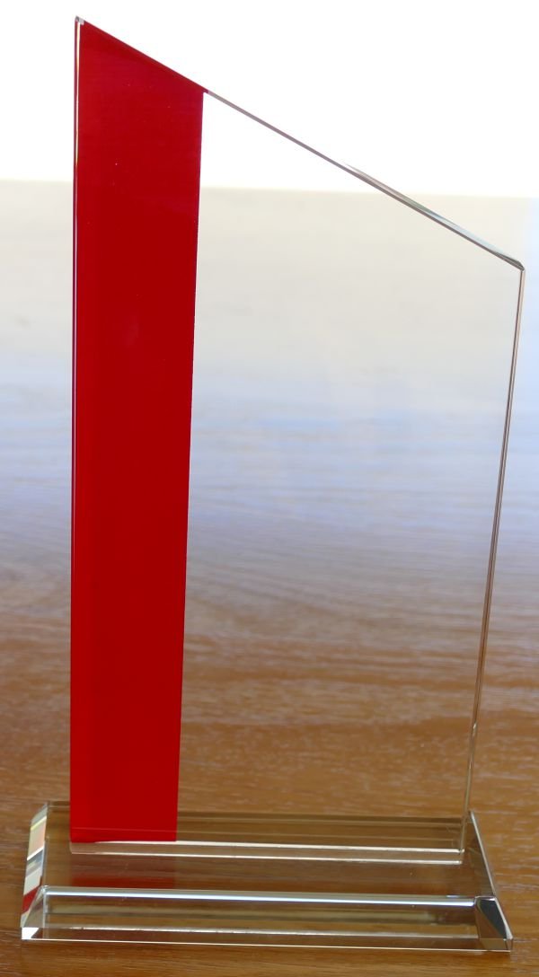 Glass award blank red band and clear glass