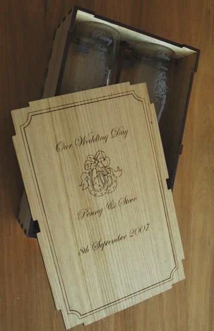 Champagne presentation box engraved Tasmanian ash
