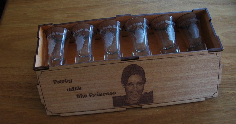 Queensland Cherry engraved shot glass set six with photo