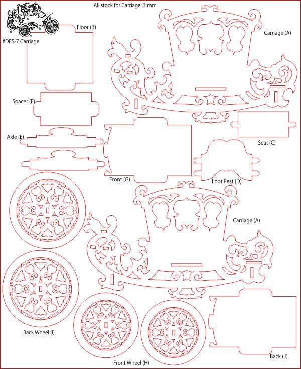 Doll carriage timber kit layout