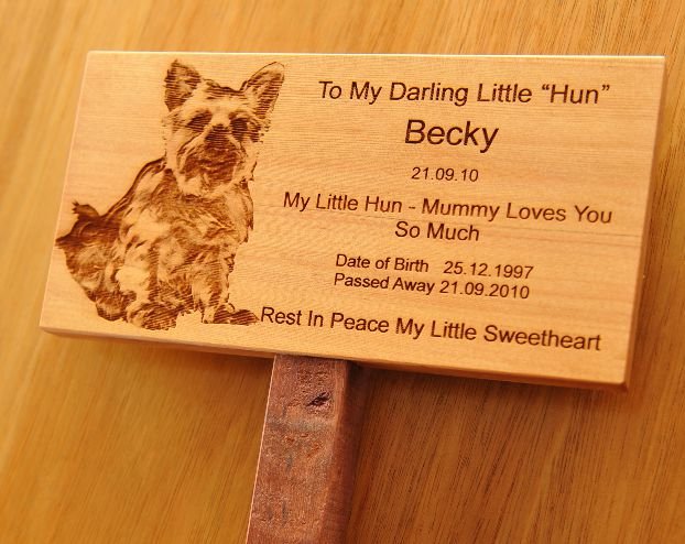 Western Red Cedar with engraved photo and text