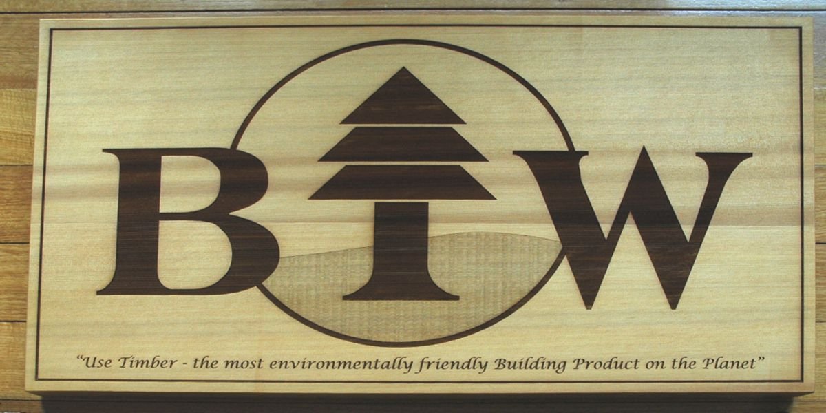Western Red Cedar wooden sign, Logo and text engraved