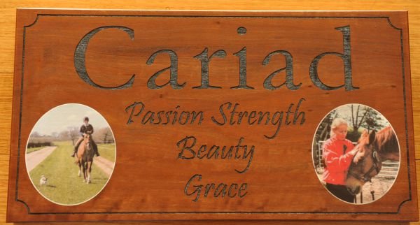 Stable sign print and engraved red gum