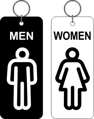 Black and White Restroom Key tags