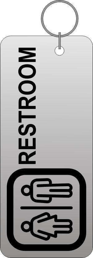 Silver rest room tag UNISEX