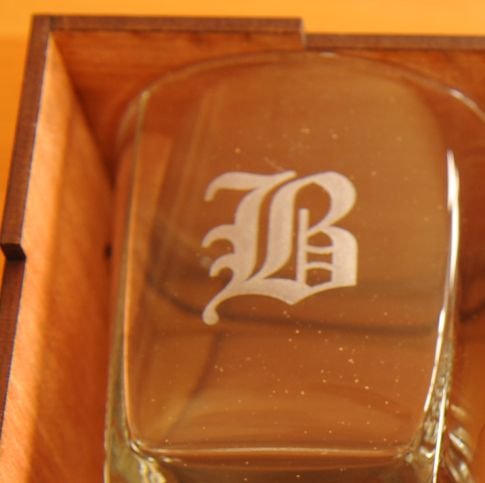 whisky glass letter engraved
