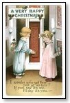 Christmas Cards Girl and boy at door 016