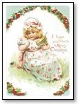 Christmas Cards girl in holly frame 017