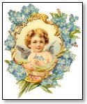 Floral cupid in frame blue flowers 020