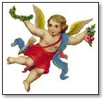 Valentine cupid with red clothing and blue banner 032