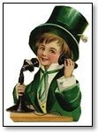 St Patricks Day boy bowler hat and telephone 089