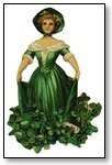 St Patricks Day woman in green floral dress 091