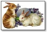 Easter pair rabbits with egg 123