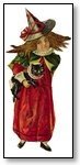 Halloween girl in red dress with black cat 186
