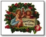 Christmas cupids in wreath 272