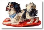 Dog on red mat 115