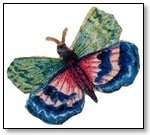 Butterfly green, blue, pink wings 195