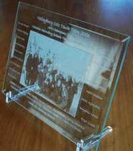Glass photo etched and bevel edged