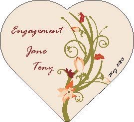 Heart Engagement printed coaster on board