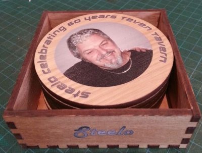 Coasters box 4 Printed Tasmanian Ash