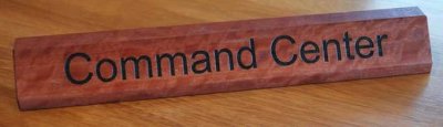Red gum desk name plate engraved wood