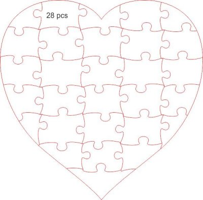 Jigsaw timber heart 57 pcs