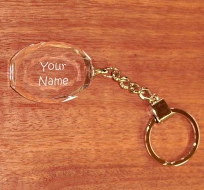 Crystal Key ring oval engraved text