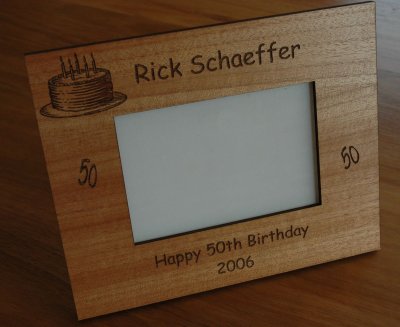Engraved timber photo frame 50 th Birthday