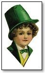 St Patricks Day face of boy green hat and bow tie 094