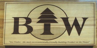 Western red cedar with company logo engraved