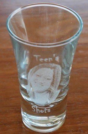Shot glass 57 ml with photo engraved