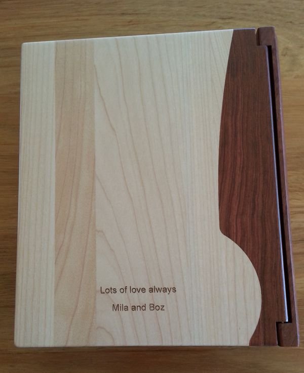 Photo album timber engraved back cover