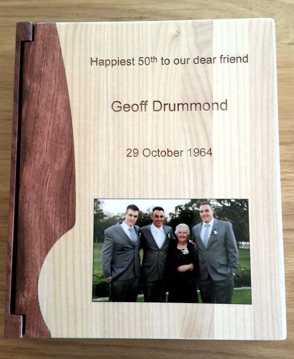 Photo album timber engraved and colour print