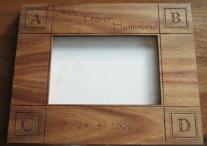 Blackwood timber photo frame engraved