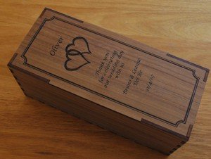 Citation wine glass engraved walnut box wedding party
