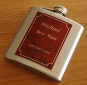 Hip flask engraved plate