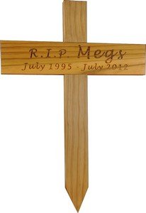 wooden engraved memorial cross