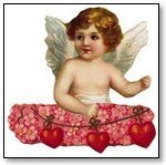 Valentine cupid in pink wreath and hearts  021