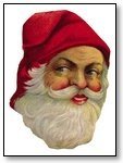 Christmas Santa face plain red hat folded peak