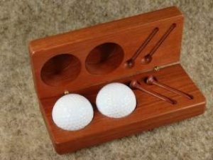 Golf Ball and Tees in Jarrah box