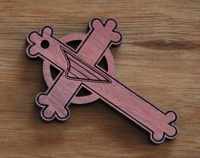 Cut out Cross with engraving Red Gum