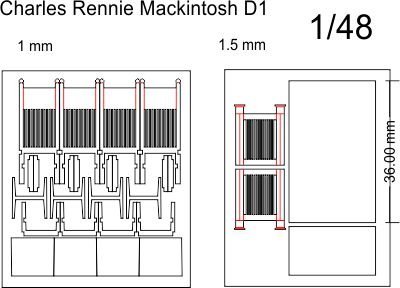 1:48 scale Rennie Mackintosh chair and table kit